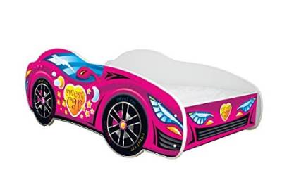 Topbeds Autobett, Auto-Bett, Kinderbett mit Rausfallschutz, Jugendbett, Babybett mit Lattenrost für Jungen & Mädchen, Racing Car (Sweet Car, 160x80 cm) von Topbeds