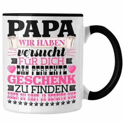 Trendation - Papa Geschenk Tasse Geschenkidee für Besten Vater Geschenk von Tochter an Vater Vatertag Spruch (Schwarz) von Trendation