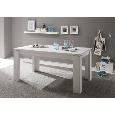 Trendteam Esstisch Lotte Spanplatte Ausziehbar Rechteckig Pinie Weiß Dekor 160x77x90 cm (BxHxT) Landhaus für 4-6 Personen von Trendteam