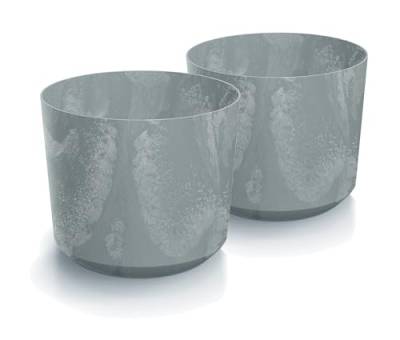 Tymar Blumentopf,Übertopf, 2er-Pack, Blumenübertopf aus Kunststoff, Matte, Runde Form (ø 20 cm, (2pack) Beton) von Tymar