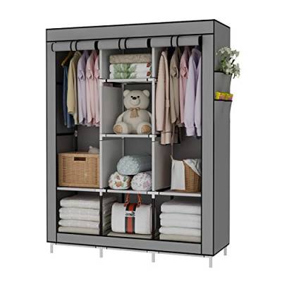 UDEAR Einfach Kleiderschrank aus Stoff Faltschrank Stoffschrank Bedroom Wardrobes Grau von UDEAR