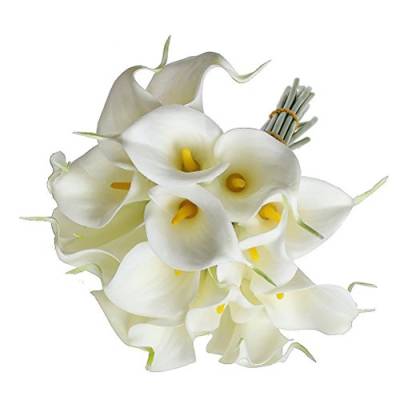 10pcs künstlichen Lilien Blumen in Vase künstliche Blumenstrauß PU Calla Lily Braut Hochzeit Deko von ULTNICE