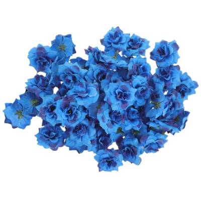 ULTNICE 50 Stück Blumenköpfe Künstliche Blume Köpfe Stapelia Köpfe Rose Kopf für Hausgarten Hochzeit Geburtstag Party Dekoration, Blau von ULTNICE