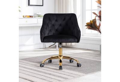 Ulife Drehstuhl Samt Stuhl höhenverstellbar mit goldfarbener Basis (1 St), Schreibtischstuhl, gepolstert von Ulife