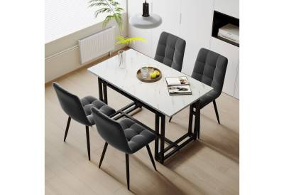 Ulife Esstisch Rechteckiger Küchentisch mit Metallbeinen, Schwarze Tischbeine,120x70cm von Ulife
