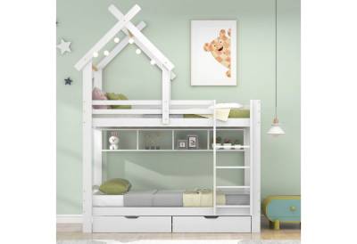 Ulife Etagenbett Hausbett Kinderbett mit Schubladen und Regalen von Ulife