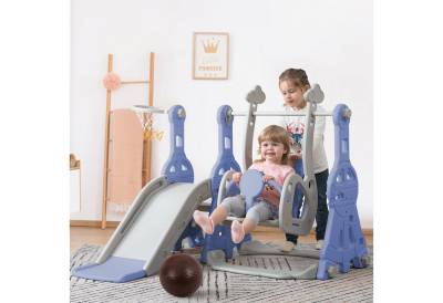 Ulife Indoor-Rutsche 4 in 1 Rutsche Kinderrutsche Fun-Slide Schaukel mit Basketballkorb, für In- und Outdoor von Ulife