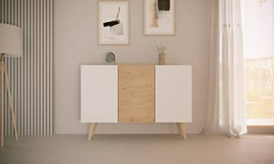 Générique Toronto Kommode für Wohnzimmer, 120 cm, Farbe Eiche & Weiß von Unbekannt