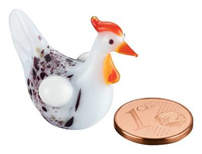 Unbekannt Brütendes Huhn aus Glas - Miniatur Figur Weiße Henne Brütend - Glasfigur Glucke Mini Setzkasten Deko Vitrine Ostern Osterei Frühlingsdekoration von Unbekannt