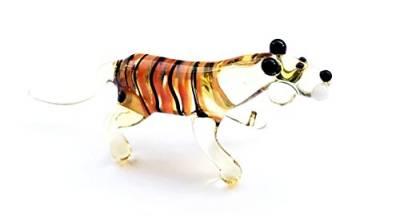 Unbekannt Tiger Mini Braun Orange Gestreift - Miniatur Figur aus Glas Glasfigur Glastier Setzkasten Deko Vitrine von Unbekannt