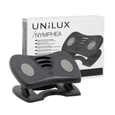 Unilux Fußstütze Nymphea, verstellbar, rutschfest, dynamische Fußauflage, Fußbank für Büro und Zuhause, schwarz, 43 x 33,7 x 12,2 cm von Unilux