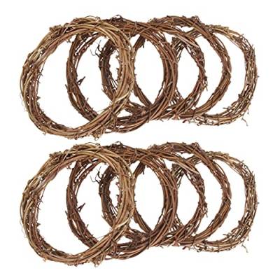 VALICLUD Rebenkranz Rattankranz Rattan Rohling 10cm Weihnachtskranz: Naturkranz Basteln DIY 10 Stücke Herstellung Ringe Wandkranz Türkranz Rohling Party Erntedankfest Weihnachten Festival Rebenkranz von VALICLUD