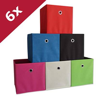 VCM 6er Set Faltbox Klappbox Stoff Kiste Faltschachtel Regalbox Aufbewahrung Boxas Schwarz von VCM