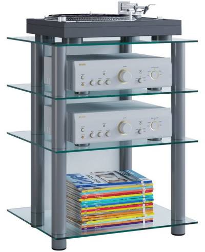 VCM TV-Rack Hifi Möbel Rack Alu Glas Phono Mediaregal Bilus von VCM