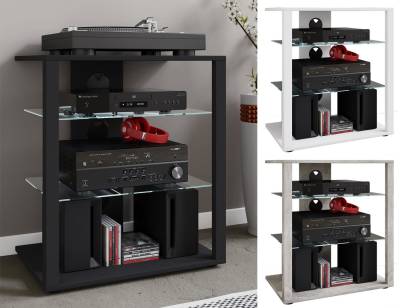 VCM TV-Rack Hifi Möbel Rack Alu Glas Phono Mediaregal Folas von VCM