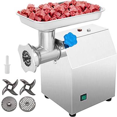 VEVOR Fleischwolf Elektrisch Edelstahl Faschiermaschine mit Wurstfülle Hackfleisch Maschine (850 W 122 kg/h) von VEVOR