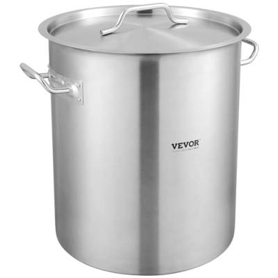 VEVOR Kochtopf 39,7 L Edelstahl, 350 x 410 mm Großvolumiger Suppentopf mit Sieb, als Spargeltopf Soßentopf Geeignet, Praktischer Küchentopf Große Zutaten, Induktionsherd Topf Induktionskochtopf von VEVOR