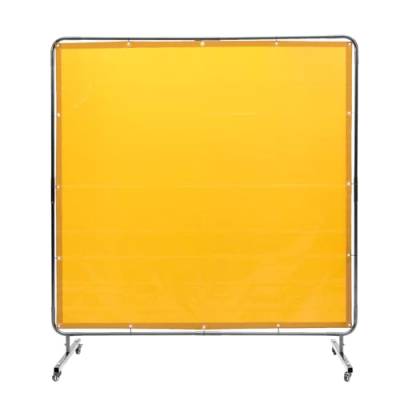 VEVOR Schweißvorhang 1,8 x 1,8 m Schweißschutzvorhang aus Flammhemmendem Vinyl Schweißschutzwand mit 4 Schwenkrädern und einem 6-stufigen UV-Schutz Schweißerdecke Schweißschutz Gelb von VEVOR