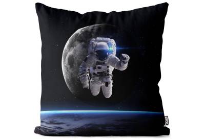 Kissenbezug, VOID (1 Stück), Sofa-Kissen Astronaut Mond Kissenbezug Weltall Raumschiff Astronaut Raumfahrer Mond Sterne von VOID