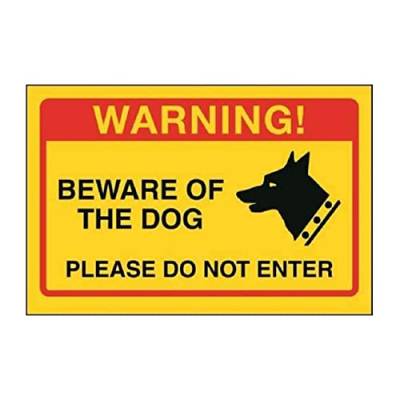 VSafety englisches Warnschild „Beware of The Dog, Please Do Not Enter, 200 x 150 mm, starrer Kunststoff, Gelb von VSafety