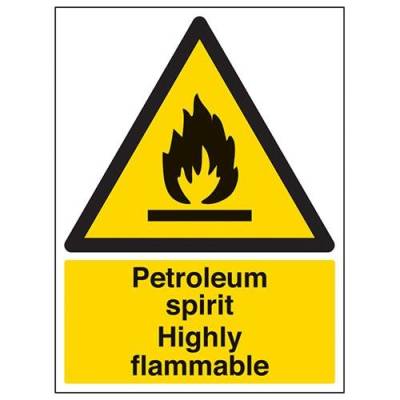 VSafety Petroleum Spirit Warnschild aus starrem Kunststoff, Hochformat, 300 x 400 mm, 1 mm von V Safety