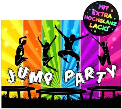 12x Jump Party EINLADUNGSKARTEN KINDERGEBURTSTAG Junge Mädchen - die JUMP-PARTY Karten sind die Trampolin EINLADUNG für Jungen Mädchen Kinder GEBURTSTAG Einladung Jump House HÜPFBURG KINDERPARTY von VULAVA