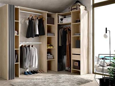 Vente-unique Kleiderschrank Kleiderschranksystem - B. 164/234 cm - Eichefarben & Grau - Dorian von Vente-unique