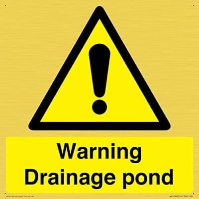 S20 Warnschild mit Aufschrift "Warning Drainage Drainage Teich", 200 x 200 mm von Viking Signs