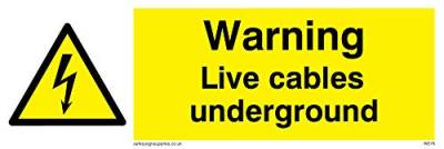 Viking Signs WE76-L15-V Warnschild mit Aufschrift auf Englisch „Warning Live Cables Underground“, Vinyl, 50 mm H x 150 mm B von Viking Signs