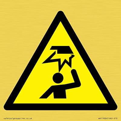 W020 Warnschild "Warning: Overhead obstacle", 100 x 100 mm, S10 von Viking Signs