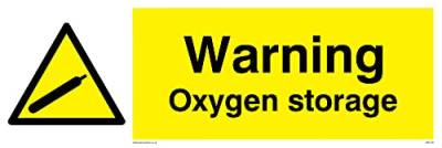 Warnschild mit Aufschrift"Warning Oxygen Storage", 300 x 100 mm, L31 von Viking Signs