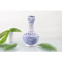 Vase Netz Blau Tischvase Aus Porzellan Keramik Hochwertige Handarbeit von Vintage4Moms