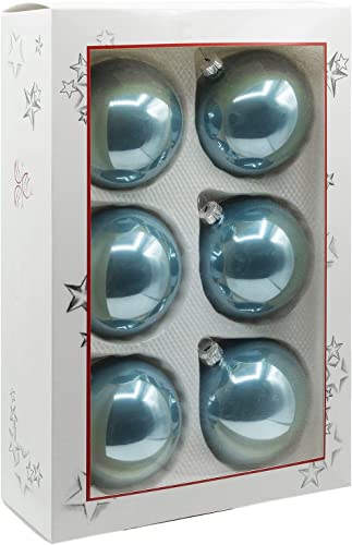 Vitbis Glas Weihnachtskugeln 6-TLG. hellblau ⌀ 8 cm von VITBIS