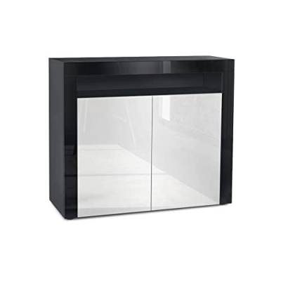 Vladon Kommode Valencia, Made in Germany, Sideboard mit 2 Türen und 1 offenem Fach, Schwarz matt/Weiß Hochglanz/Schwarz Hochglanz (108 x 92 x 40 cm) von Vladon