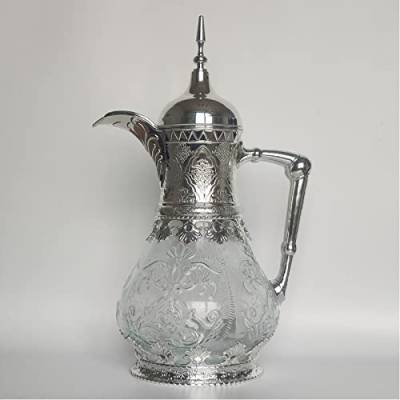 1600ml Marokkanische Teekanne 24 Stunden Hitzeerhaltung Elegante orientalische Kaffeekanne für Saft Milch Arabische Teekanne mit Deckel Filter für Hause Nachmittagstee,Silber von WAGLOS