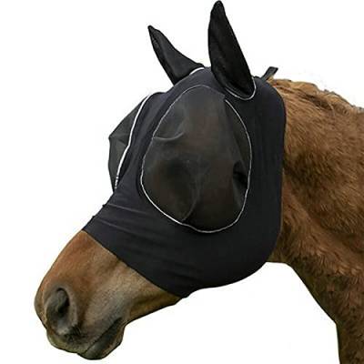 WAGLOS Pferdefliegenmaske Mit Extra Langen Ohren, Glatt- Und Elastizität Fliegenmaske Mit UV-Schutz, Zusätzlicher Komfort-Griff-Soft-Mesh-Pferd-Maske Mit Ohren,3 von WAGLOS