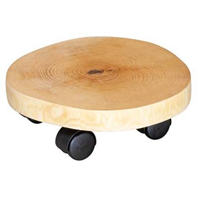 WAGNER Pflanzenroller BAUMSTAMM UNIKAT Ø 25-30 x 8 cm I Blumenroller für Innenbereich I Kübelroller aus Baumstammscheibe, Birke Natur geölt I Tragkraft 50 kg - 20026801 von WAGNER