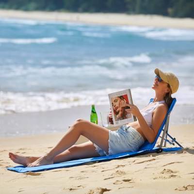 #WEJOY Tragbare Strandmatte Lounge Stuhl, leichte Strandstühle für Erwachsene, verstellbare faltbare Liege Strandmatte mit Rückenstütze für Outdoor, Rasen, Camping, Sonnenbaden von #WEJOY