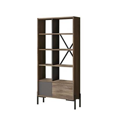 Bücherregal, 100% melaminfurnierte Spanplatte, Farbe braun von WELL HOME MOBILIARIO & DECORACIÓN