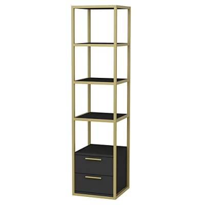 WELL HOME MOBILIARIO & DECORACIÓN Bücherregal, 100 % Melaminbeschichtung, Anthrazit-Gold von WELL HOME MOBILIARIO & DECORACIÓN