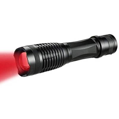 Rotlicht-LED-Taschenlampe, leistungsstarke Singlemode-Taschenlampe mit 300 Lumen und 300 Metern Zoombare Taschenlampe für Nachtsicht, die Jagd nach Kojoten, Schweinen und Füchsen (ohne Batterie) von WINDFIRE
