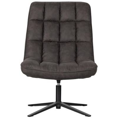 WOOOD Dirkje Drehsessel Schwarz - Loungesessel Leder Optik Drehbar Stoffsessel Relaxsessel Clubsessel 101x70x85 cm von WOOOD