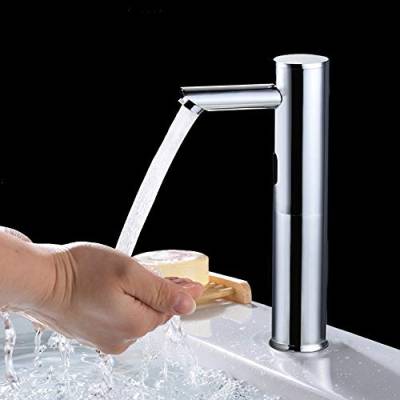 Wasserhahn mit Sensor Automatischer Wasserhahn Berührungsloser Wasserhahn Infrarot Automatischer Sensor Wasserhahn für Bad Waschbecken Armatur (32CM) von WOQLIBE