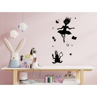 Alice Im Wunderland Wandtattoo | Mädchen Schlafzimmer Wandtattoos Vinyl Aufkleber Sg372 von WallifyDesigns