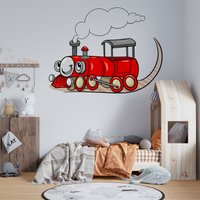 Buntes Zug-Wandtattoo | Wandaufkleber Kinderzimmer Bunte Wand-Vinyl-Aufkleber Zug Flugzeug Für Du086 von WallifyDesigns