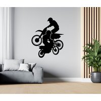 Motocross Wandaufkleber Motorrad Dirt Bike Wanddekor Personalisierte Abziehbilder Mo020 von WallifyDesigns