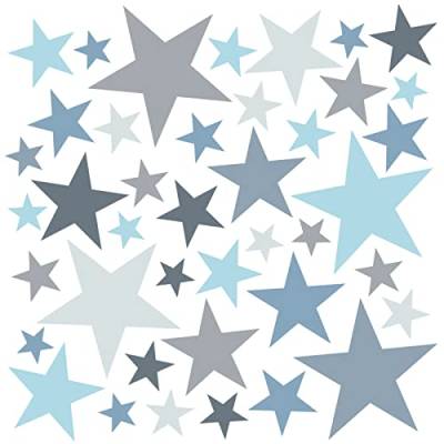 WandSticker4U®- 148 STERNE zum Kleben, pastell Blau/Grau I Wandtattoo Sterne Stars selbstklebend groß Baby-Kinder-zimmer I Wandsticker Wand Aufkleber Deko Mädchen & Junge von WandSticker4U