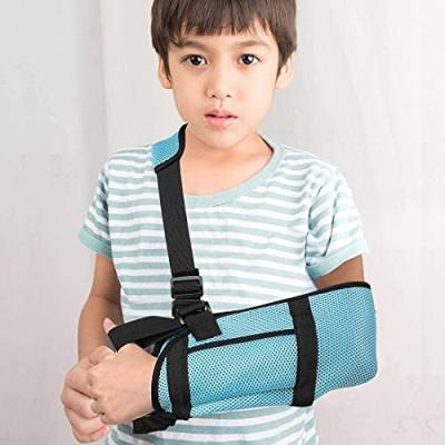 Kids Arm Sling Schulterstütze Leichte Wegfahrsperre mit atmungsaktivem Netz, Verstellbarer Armstützgurt mit Stauraum für Stabilisierung des Arms, Wiederherstellung von Verletzungen Schulterluxationen von PINCOU
