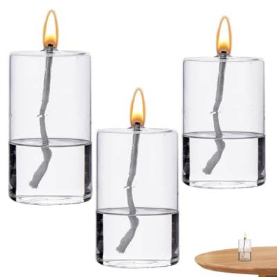 Klarglas-Öl-Lampe 3Pcs Runde Transparent Rauchfrei Nachfüllbar Dekorative Öl-Kerze Geruch-Öl-Lampe für Hochzeit und Home Use von Öl-Lampen von Weduspaty
