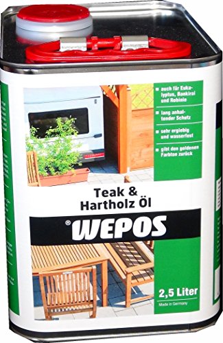 Wepos 2000304501 Teak und Hartholz Öl 2,5 L von Wepos